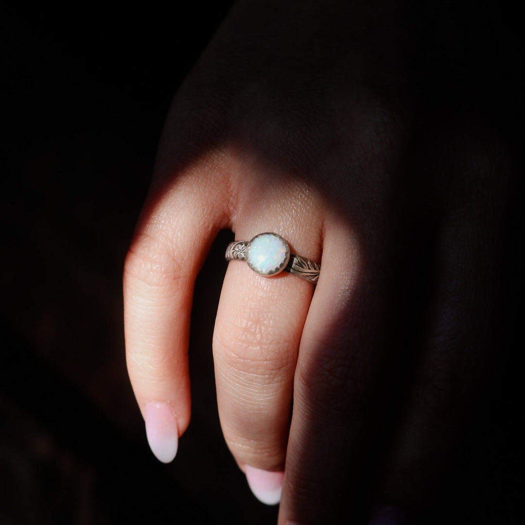 Sweetwater Stacking Ring in White Opal // Made to Order