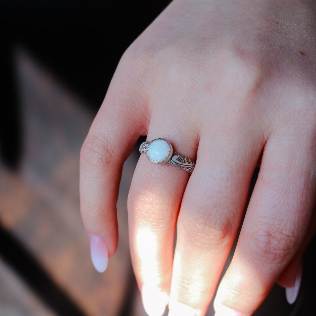 Sweetwater Stacking Ring in White Opal // Made to Order