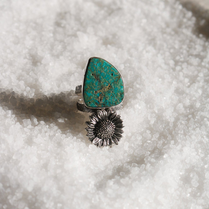 Sunflower Ring in American Turquoise Ring - Size 7 // One of a Kind