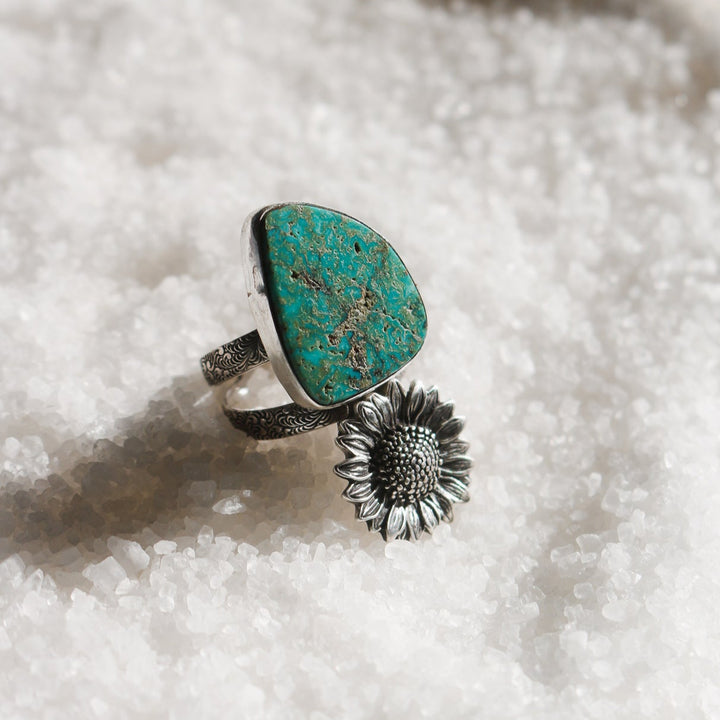 Sunflower Ring in American Turquoise Ring - Size 7 // One of a Kind