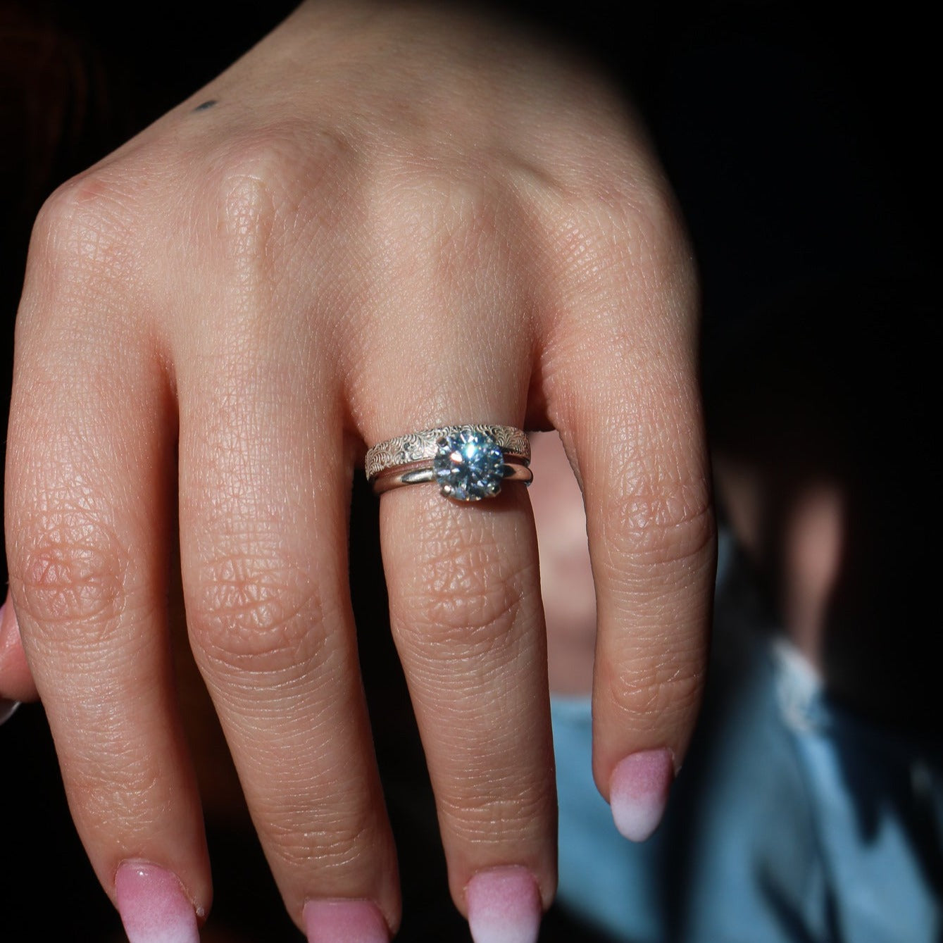 Diamond + Sterling Silver Engagement & Wedding Ring Set // Made to Order