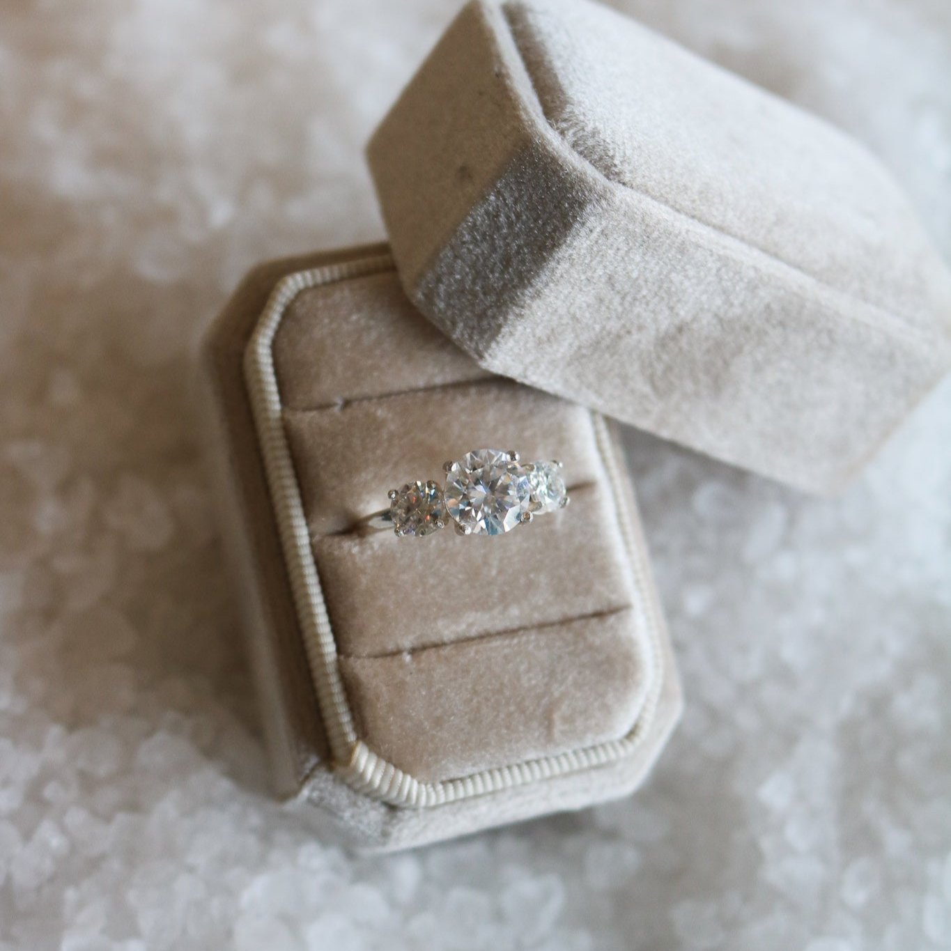 ‘August’ Diamond Trio Engagement Ring // Made to Order