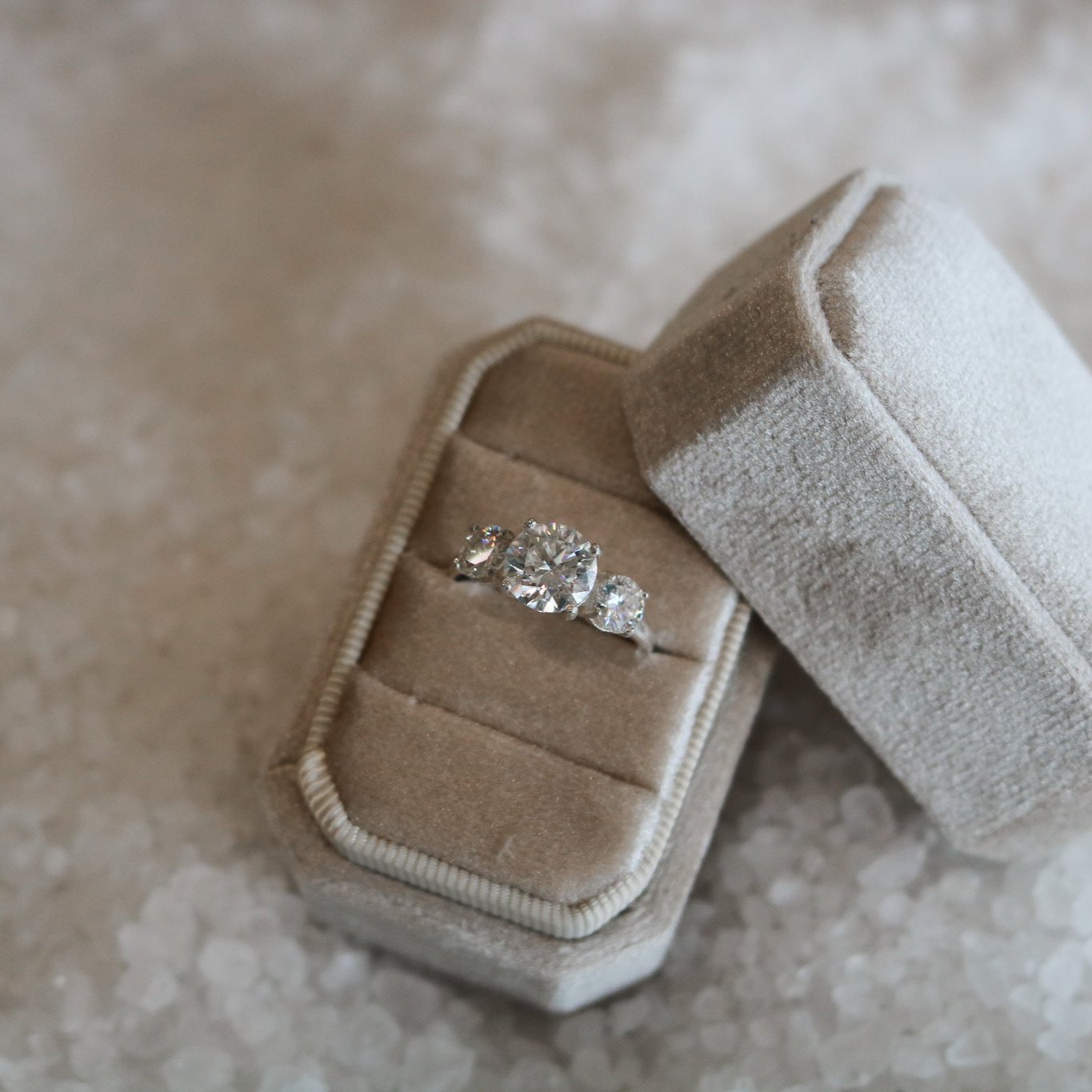 ‘August’ Diamond Trio Engagement Ring // Made to Order