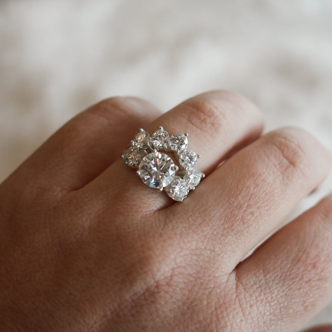 ‘August’ Diamond Trio Engagement Ring // Made to Order