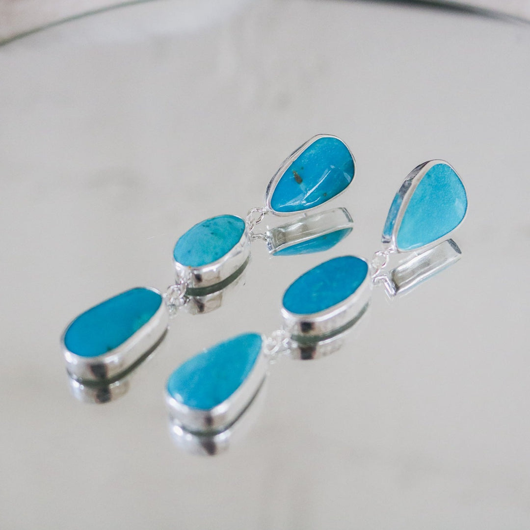 Kingman Turquoise Triple Drop Earrings // One of a Kind