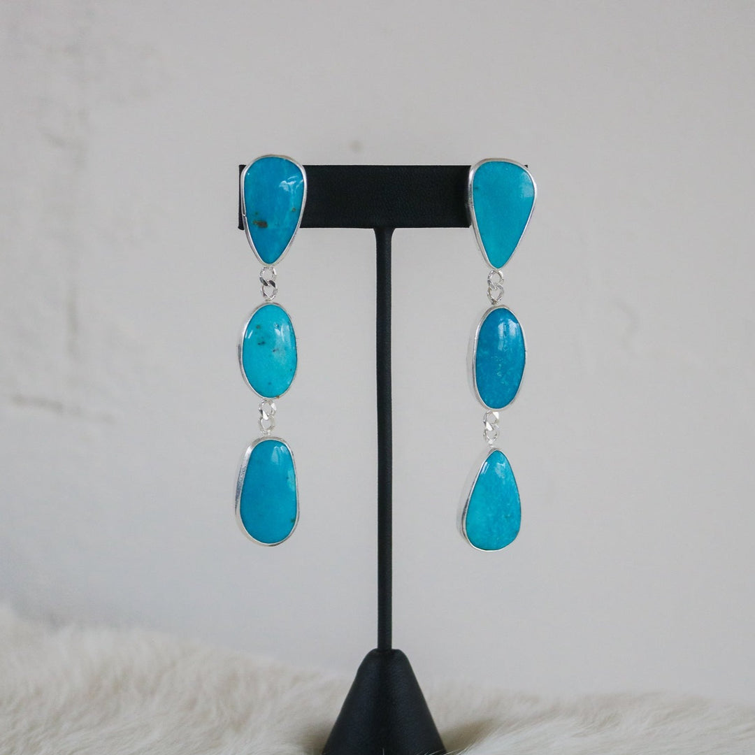 Kingman Turquoise Triple Drop Earrings // One of a Kind