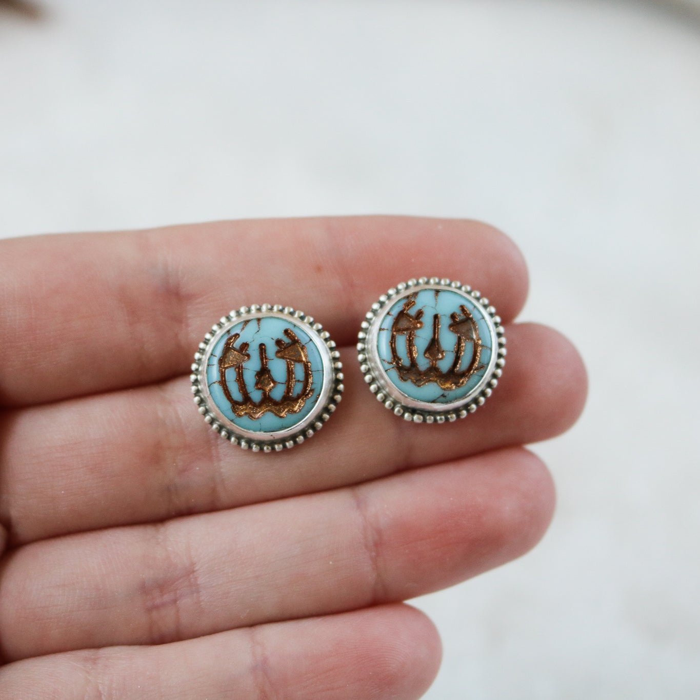 Pumpkin Stud Earrings // One of a Kind