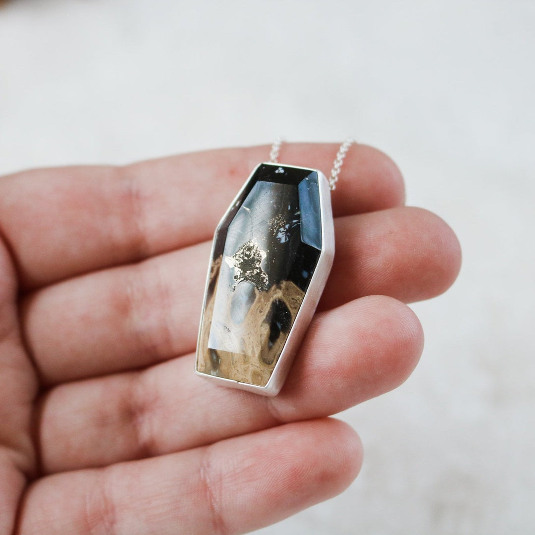 Coffin Necklace in Petrified Wood // One of a Kind