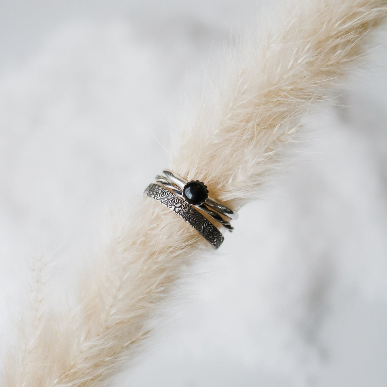 Sandia Stacking Ring Set in Onyx // Made to Order