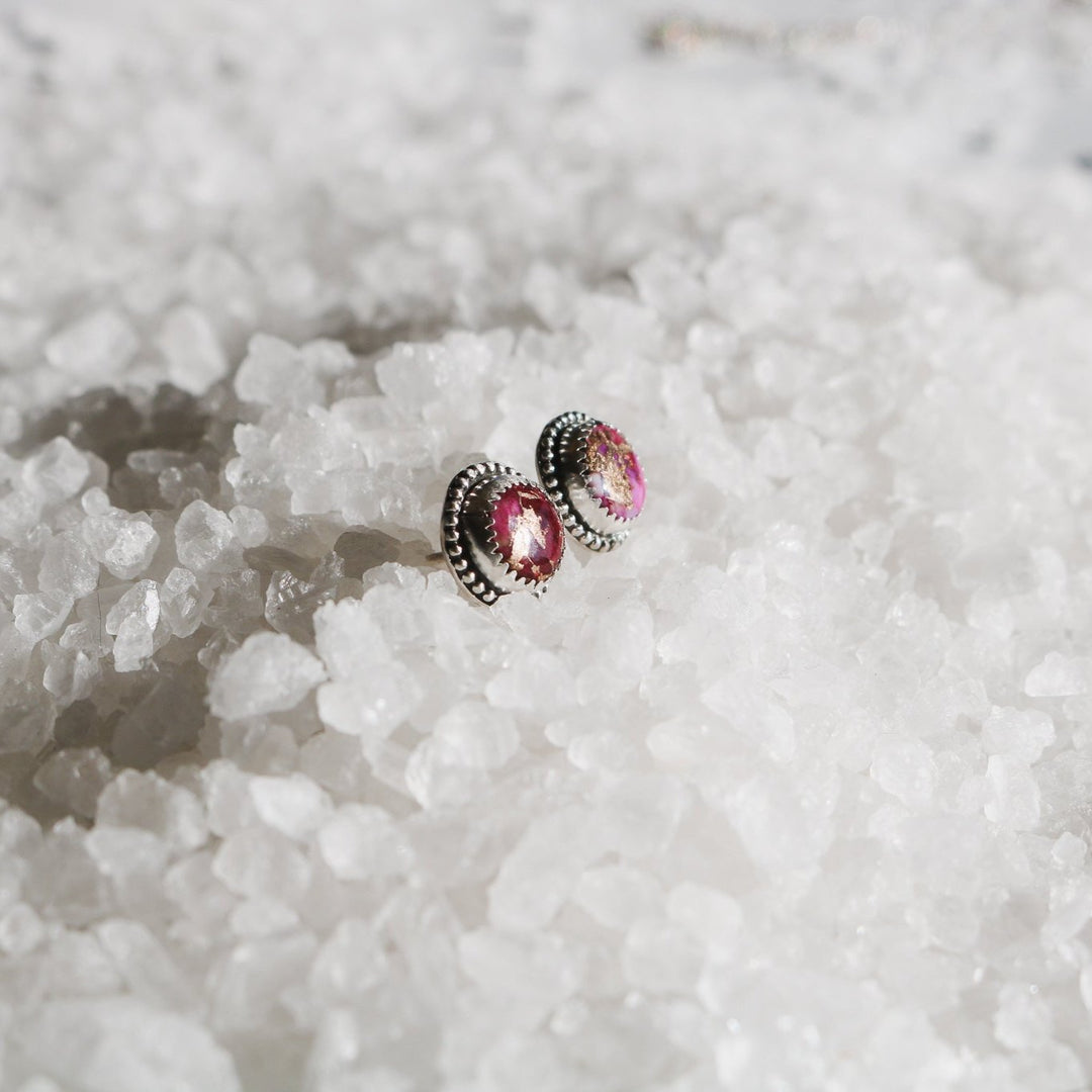 Pink Dahlia Stud Earrings // One of a Kind