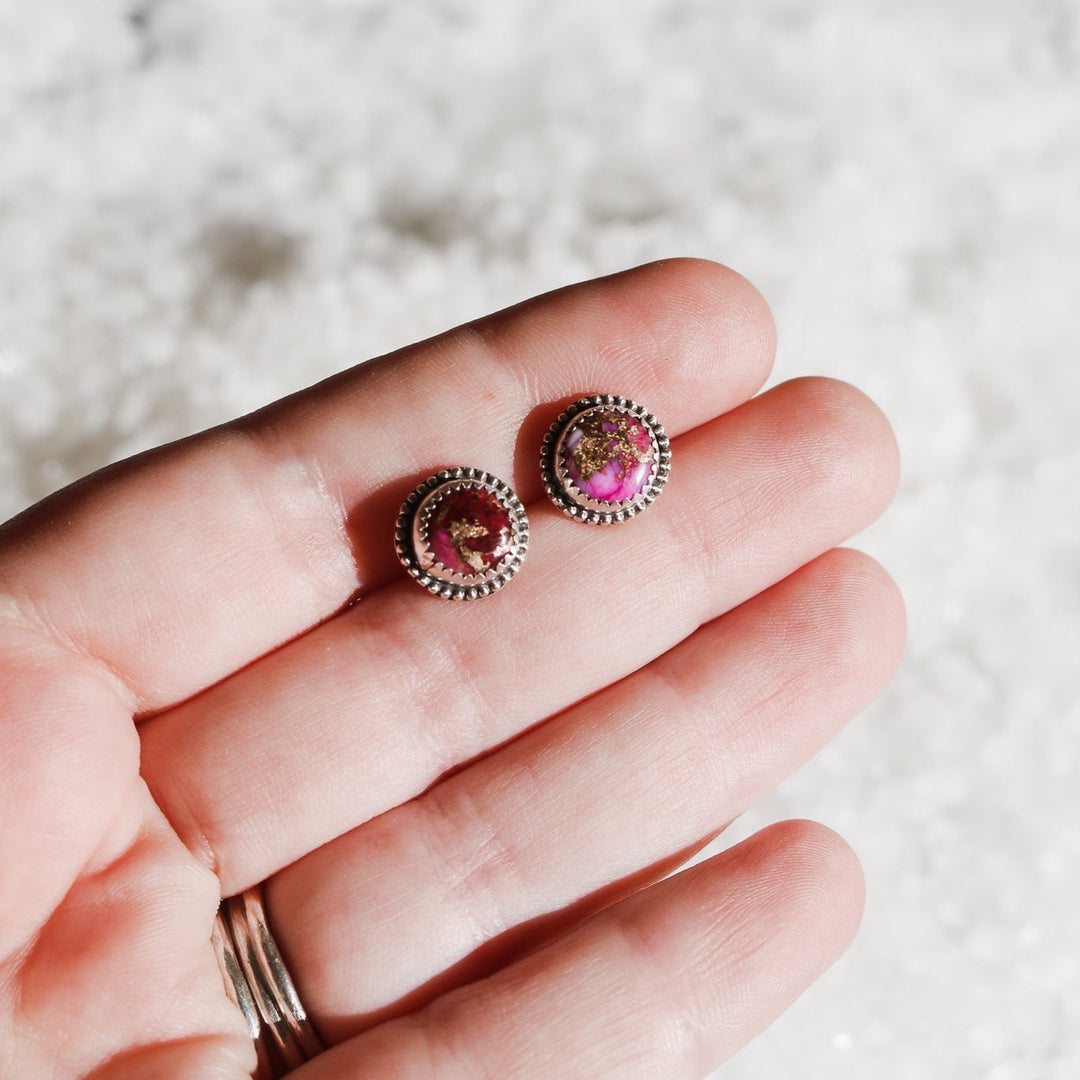 Pink Dahlia Stud Earrings // One of a Kind