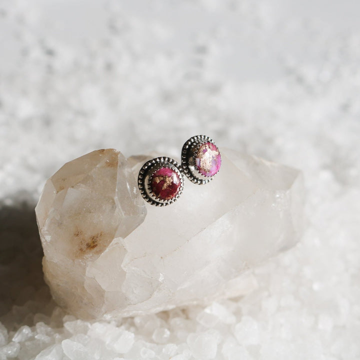 Pink Dahlia Stud Earrings // One of a Kind