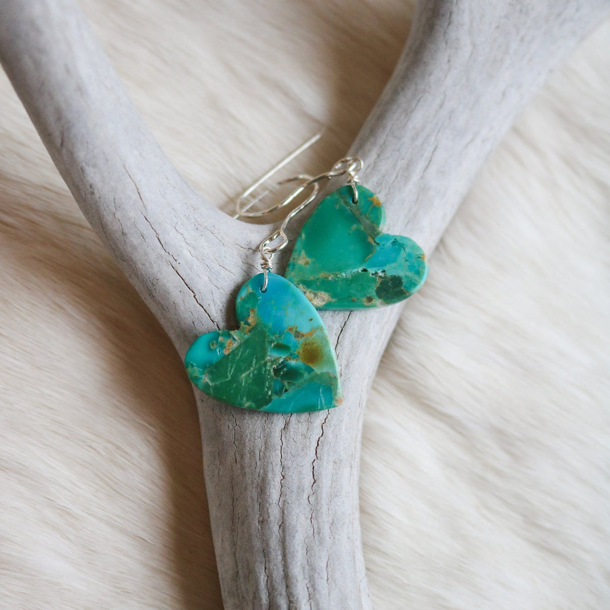 Turquoise Heart Slab Earrings // One of a Kind