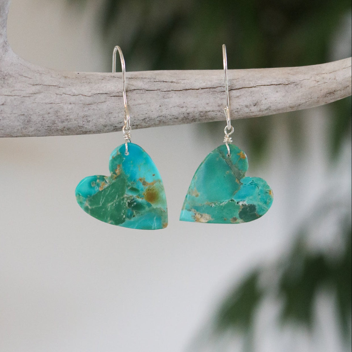 Turquoise Heart Slab Earrings // One of a Kind