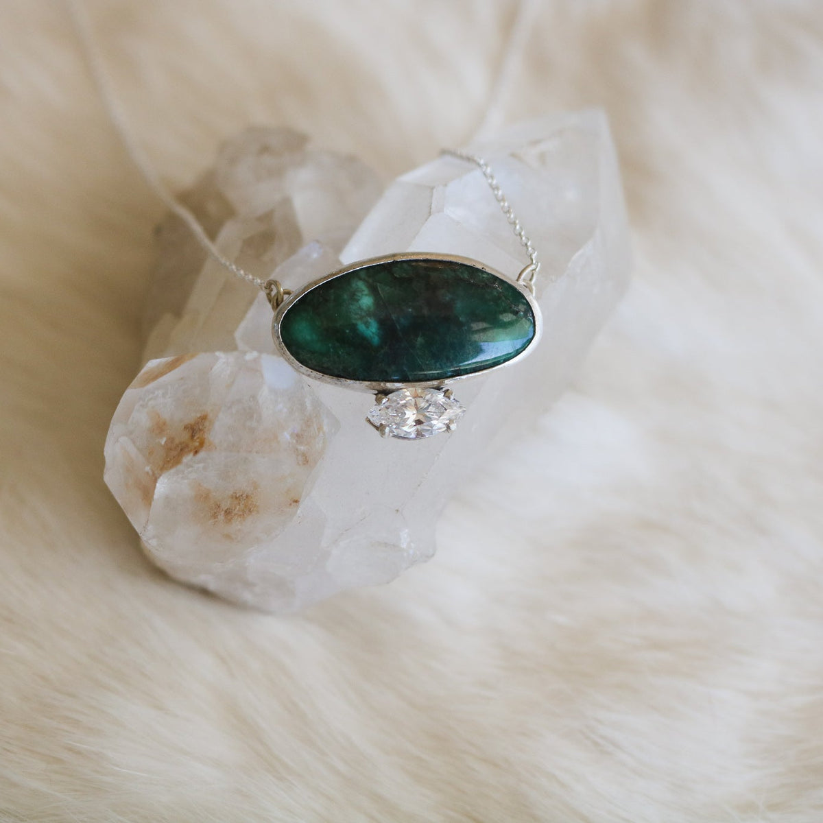 'Delphine' Damele Turquoise + Diamond Necklace // One of a Kind