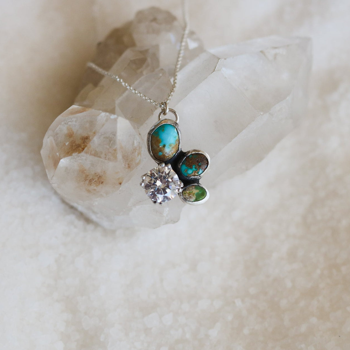 'Cecily' Turquoise + Diamond Necklace // One of a Kind