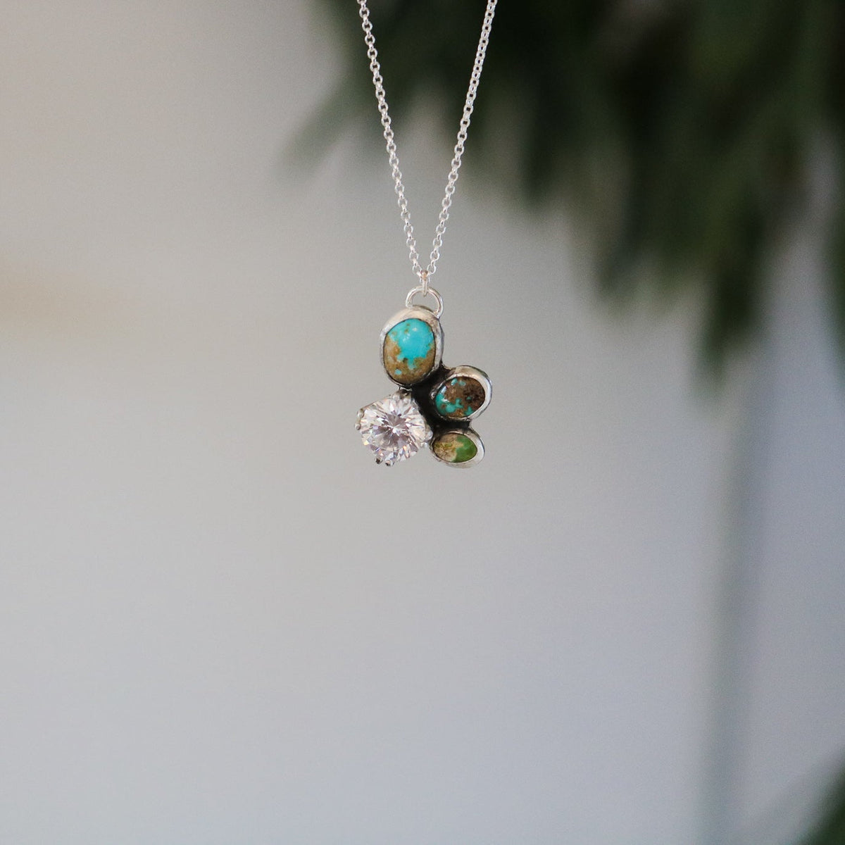 'Cecily' Turquoise + Diamond Necklace // One of a Kind