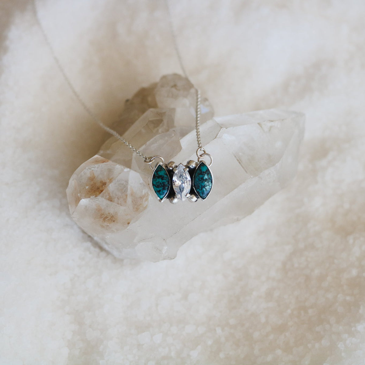 'Darby' Turquoise + Diamond Necklace // One of a Kind