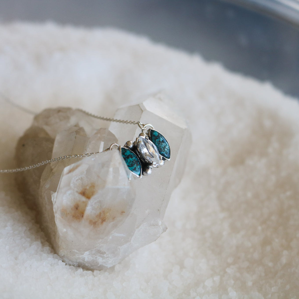 'Darby' Turquoise + Diamond Necklace // One of a Kind