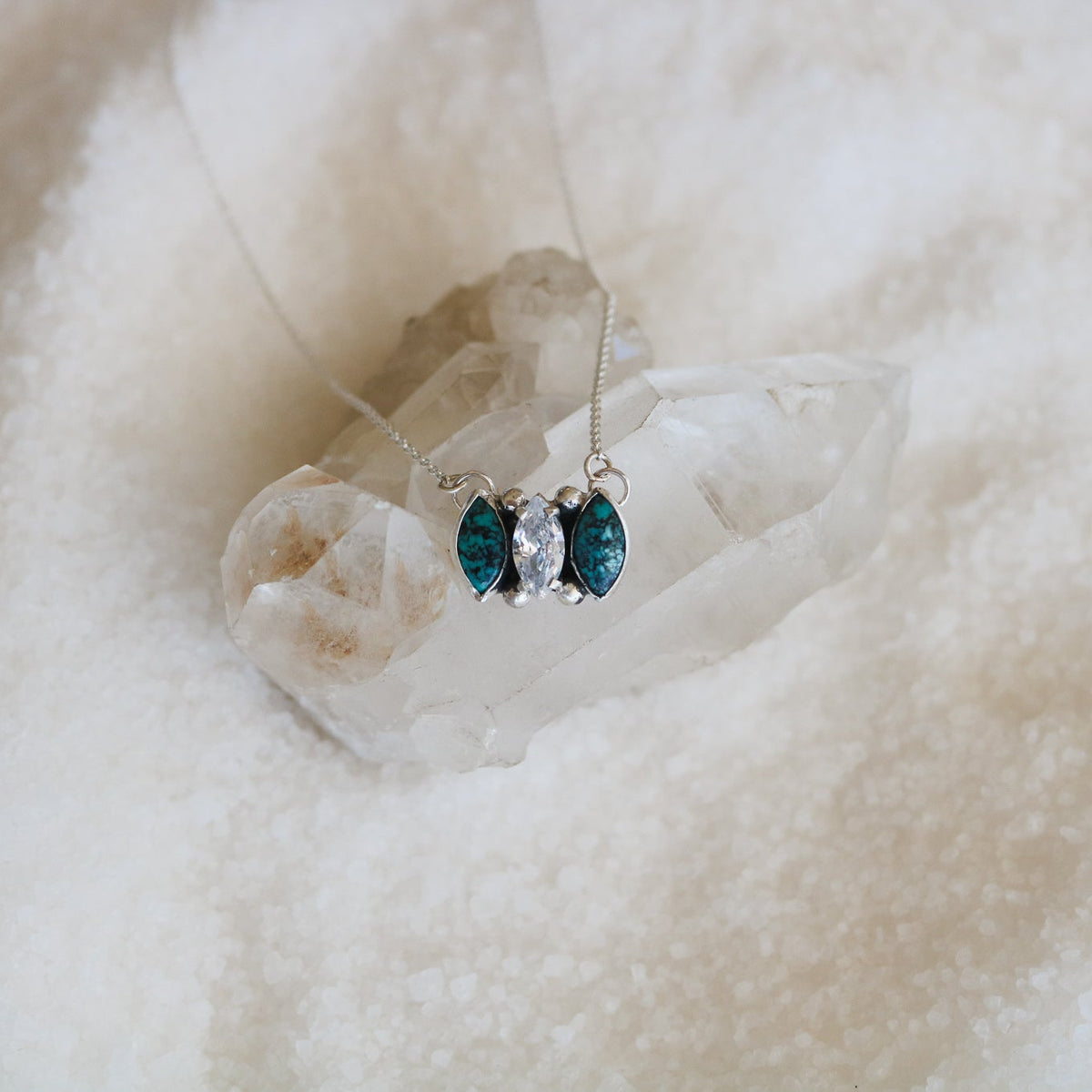 'Darby' Turquoise + Diamond Necklace // One of a Kind