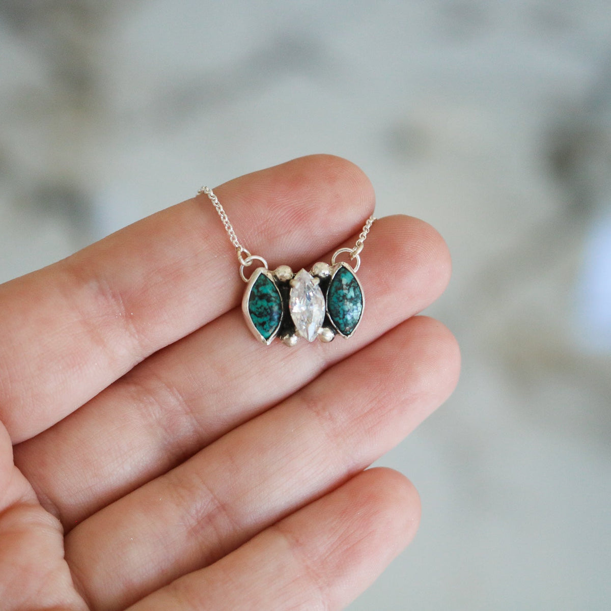 'Darby' Turquoise + Diamond Necklace // One of a Kind