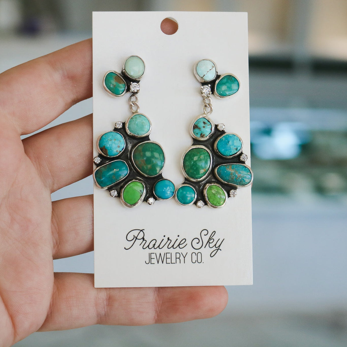 'Josephine' Turquoise + Diamond Earrings // One of a Kind