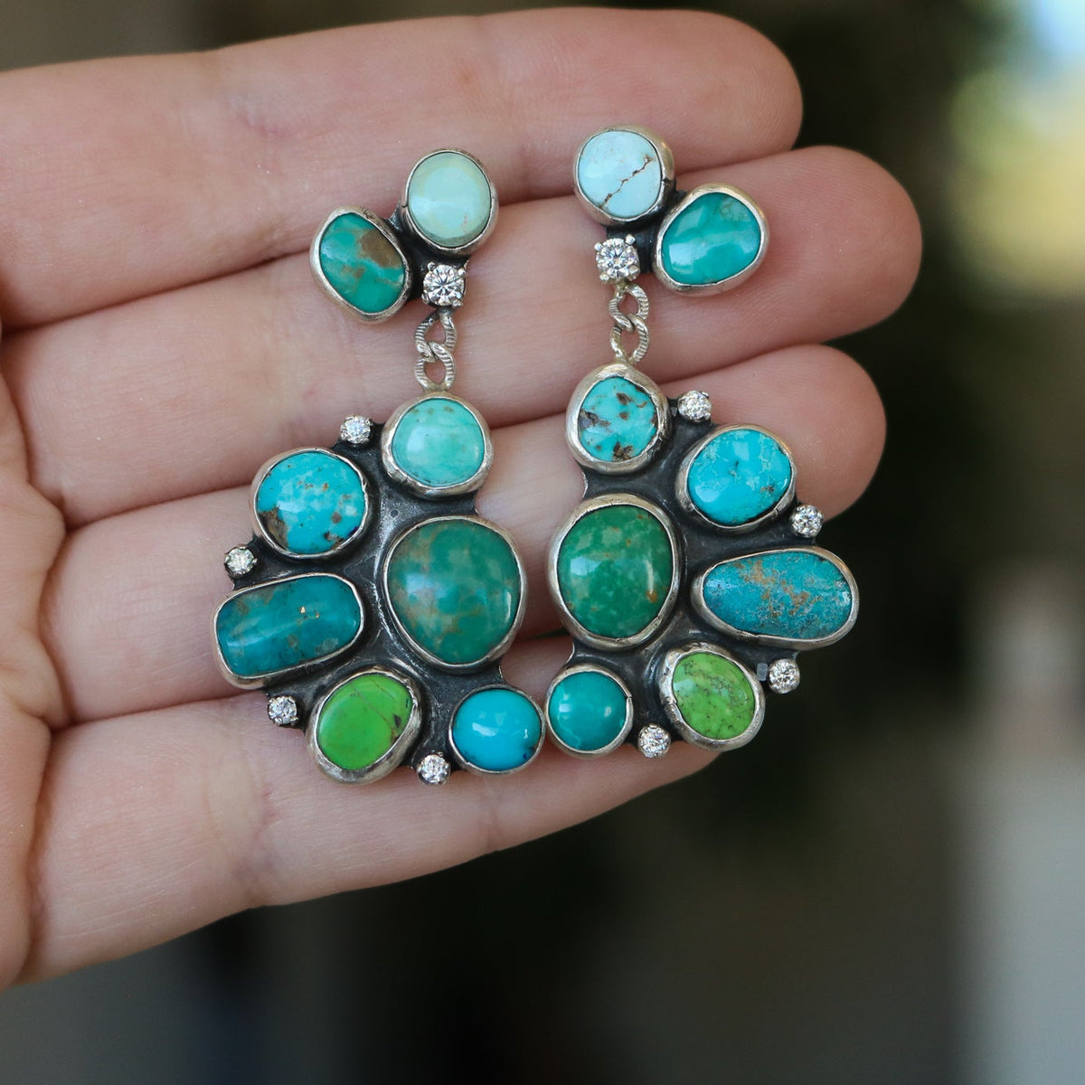 'Josephine' Turquoise + Diamond Earrings // One of a Kind