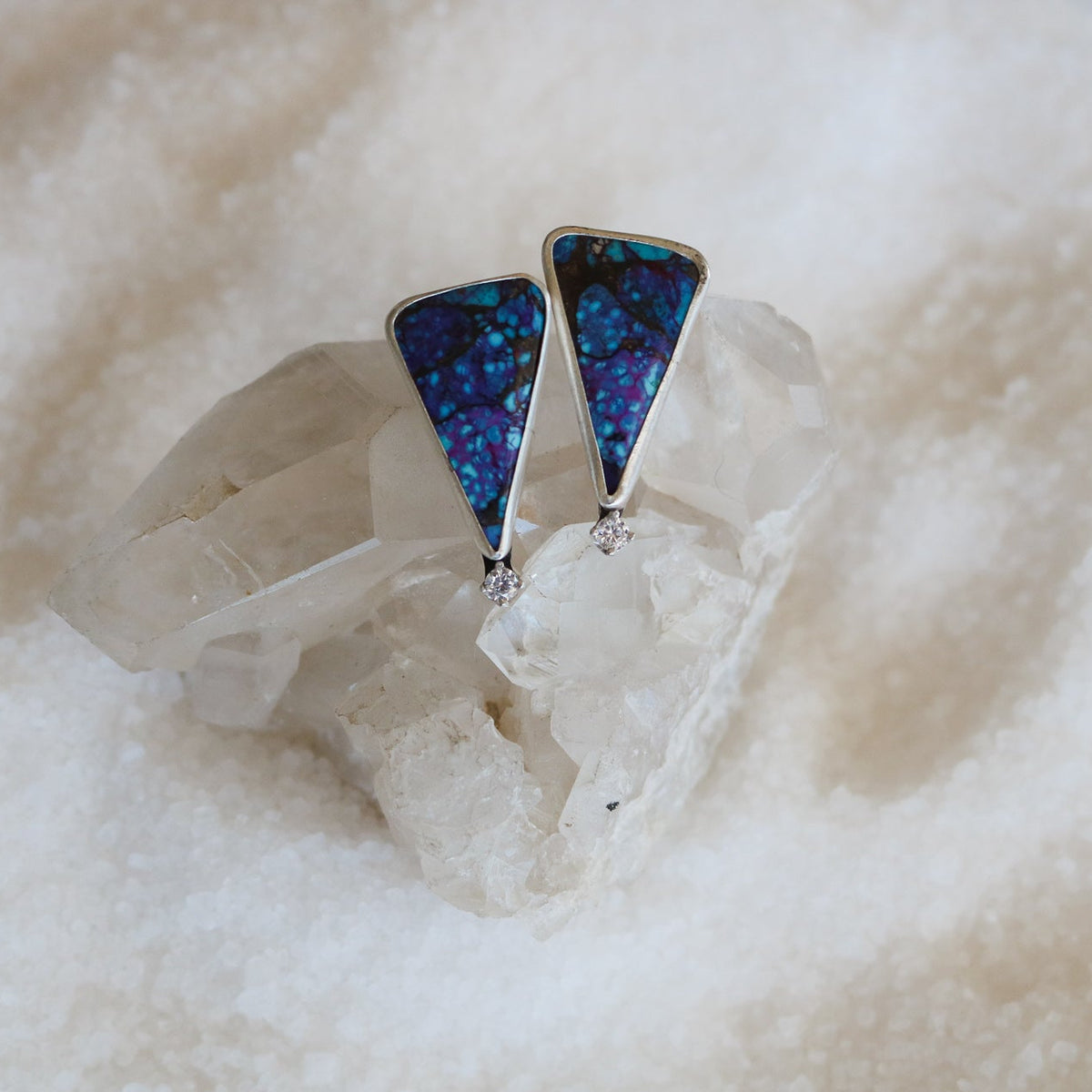 'Murphy' Purple Mojave Turquoise + Diamond Earrings // One of a Kind