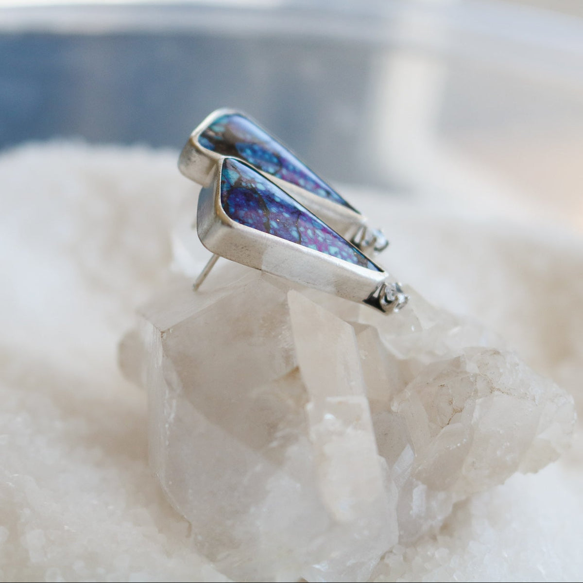 'Murphy' Purple Mojave Turquoise + Diamond Earrings // One of a Kind