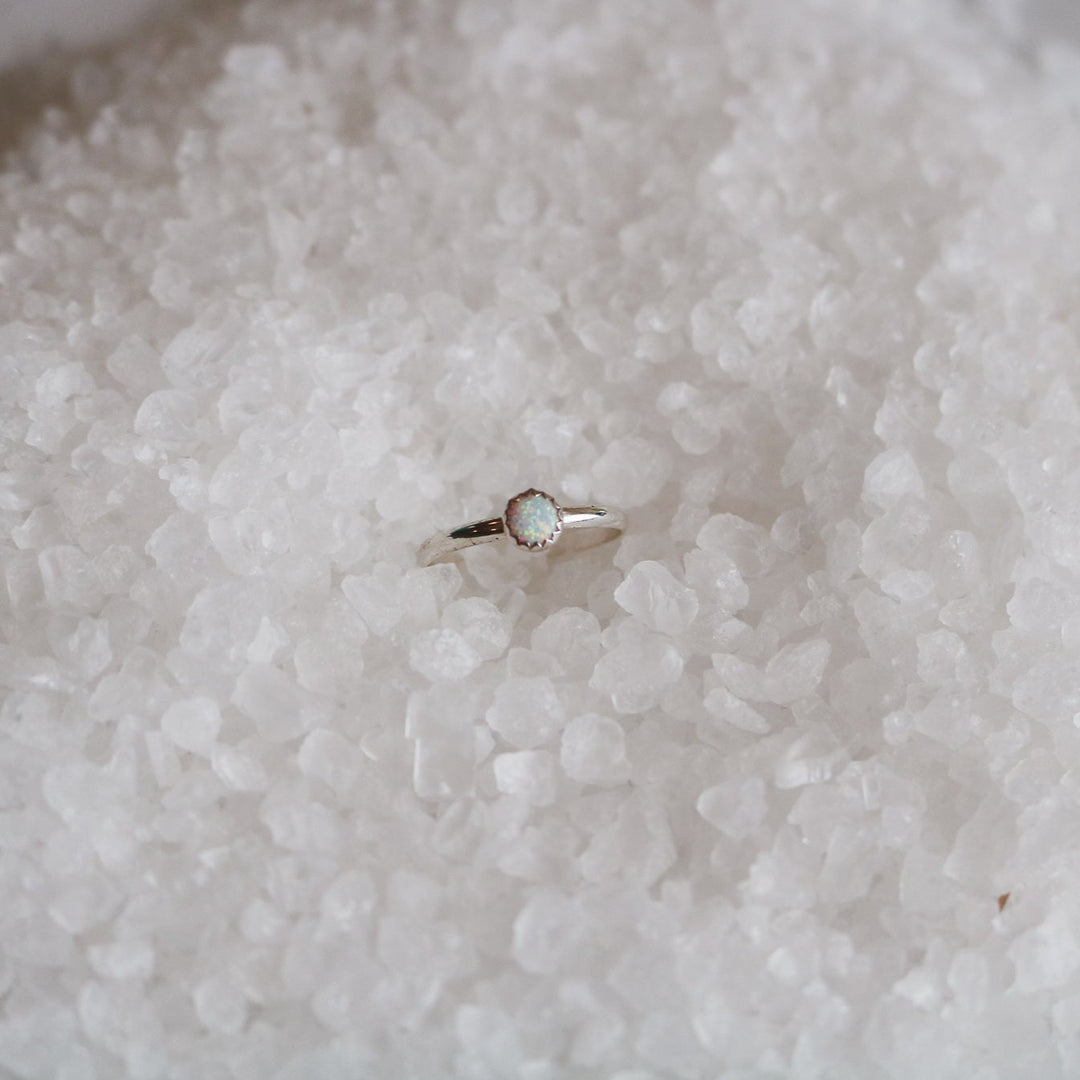 Sandia Stacking Ring in White Opal // Made to Order