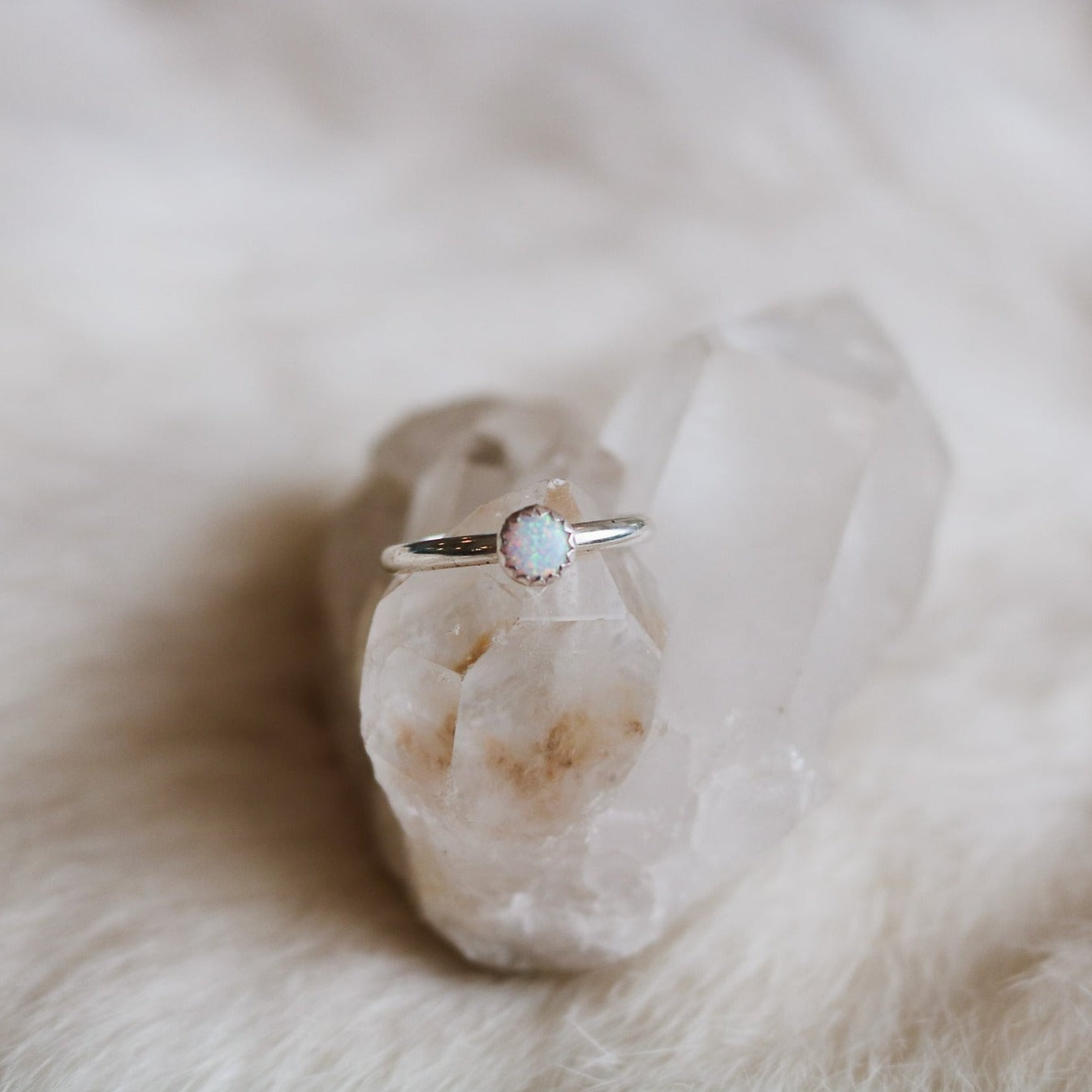 Sandia Stacking Ring in White Opal // Made to Order