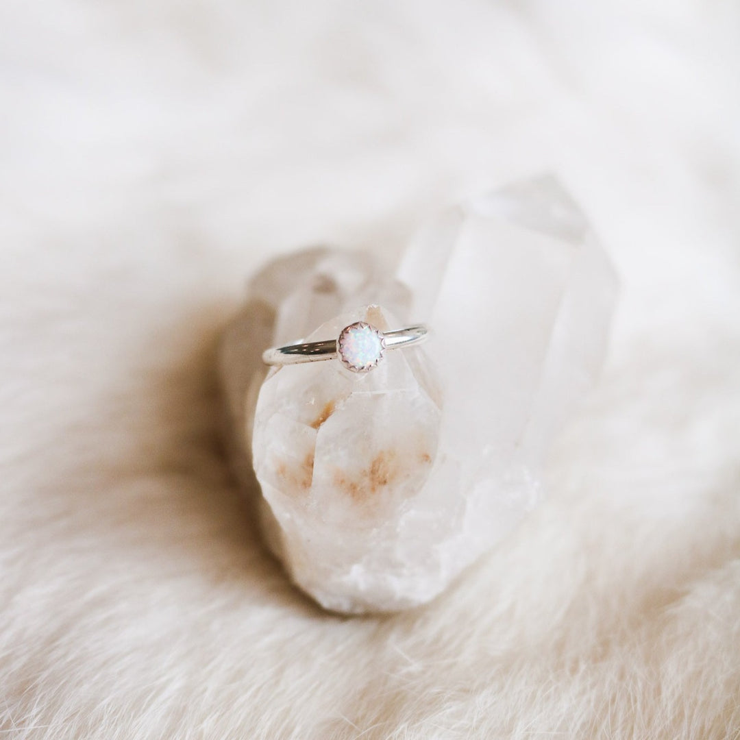 Sandia Stacking Ring in White Opal // Made to Order