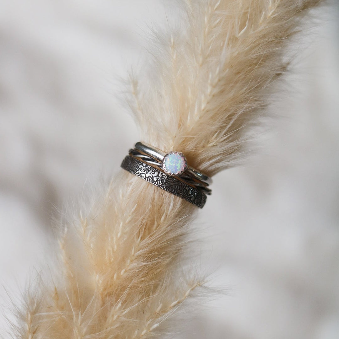 Sandia Stacking Ring Set in White Opal // Made to Order