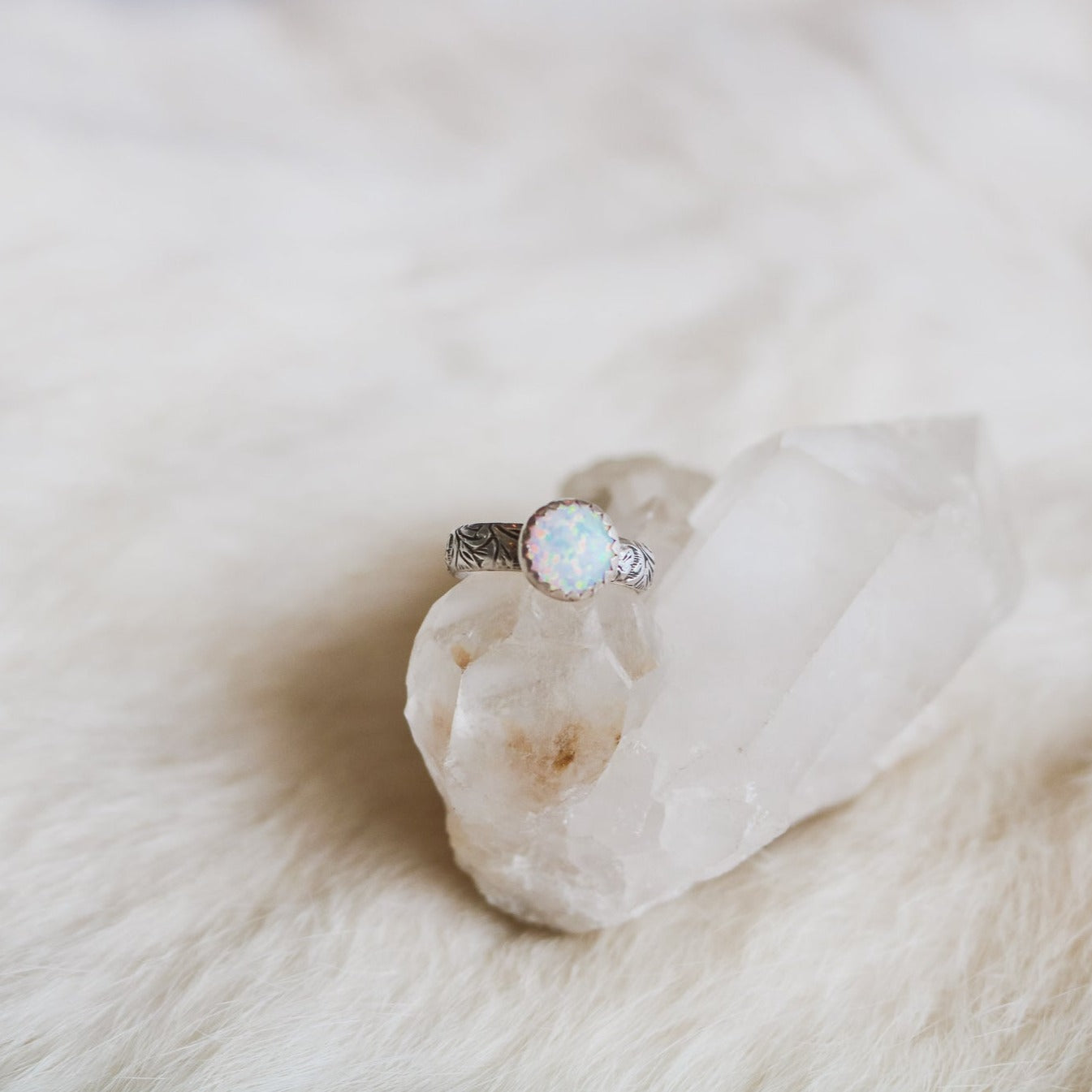Sweetwater Stacking Ring in White Opal // Made to Order