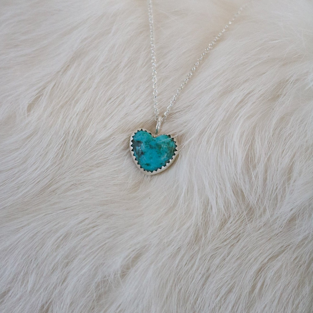 Kingman Turquoise Dainty Heart Necklace // One of a Kind