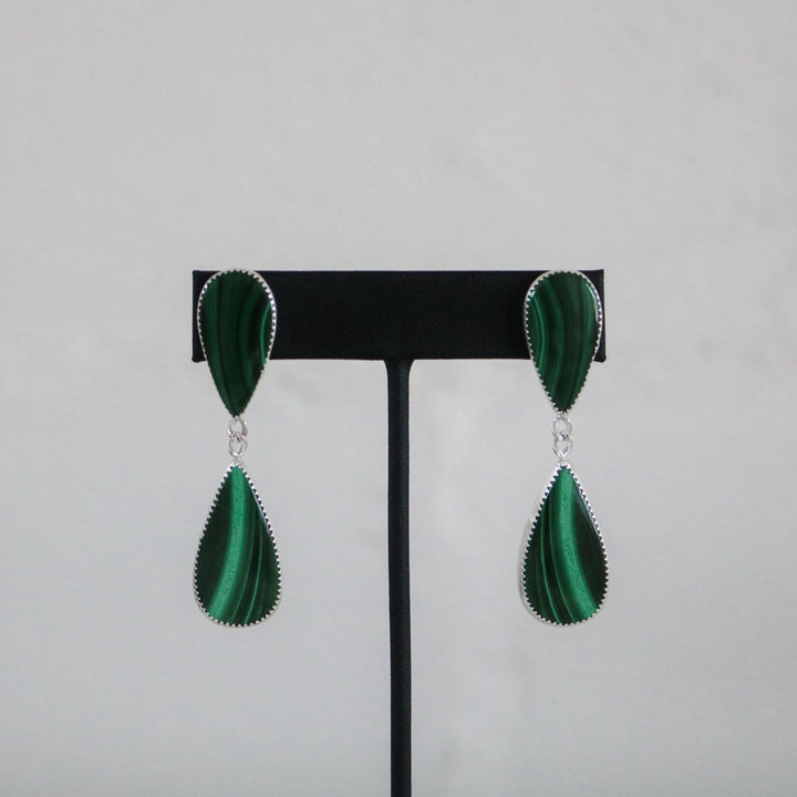 Malachite Double Drop Earrings // One of a Kind