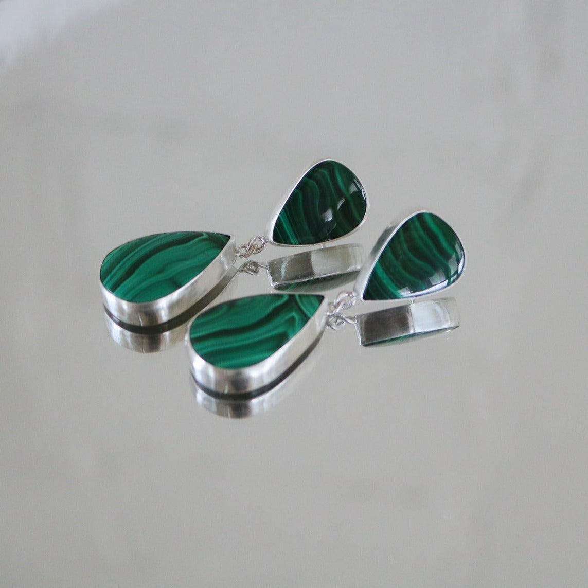 Malachite Double Drop Earrings // One of a Kind