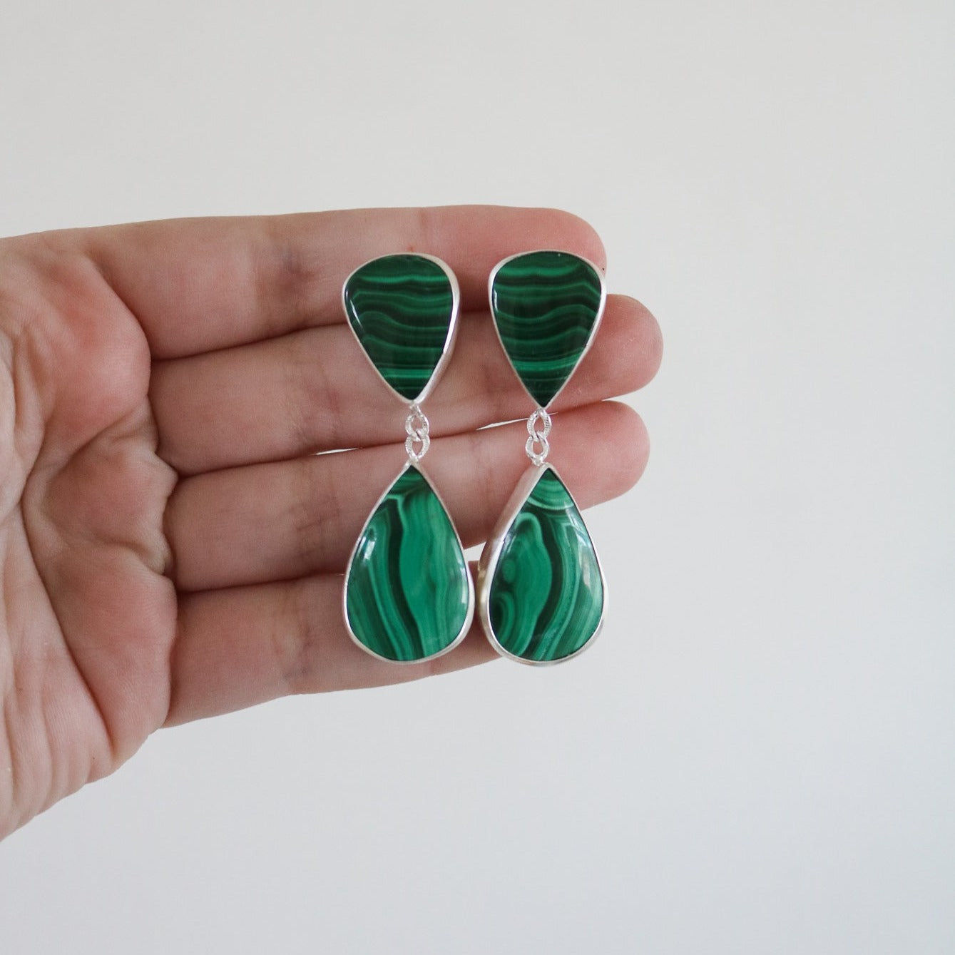 Malachite Double Drop Earrings // One of a Kind