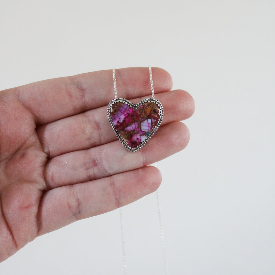 Pink Dahlia Heart Necklace // One of a Kind