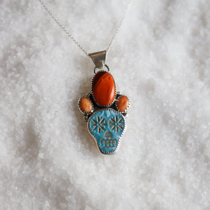 Sugar Skull + Pumpkin Spice Necklace // One of a Kind