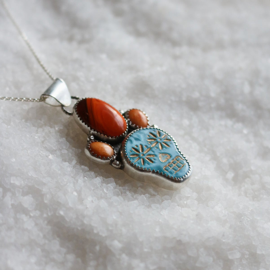 Sugar Skull + Pumpkin Spice Necklace // One of a Kind