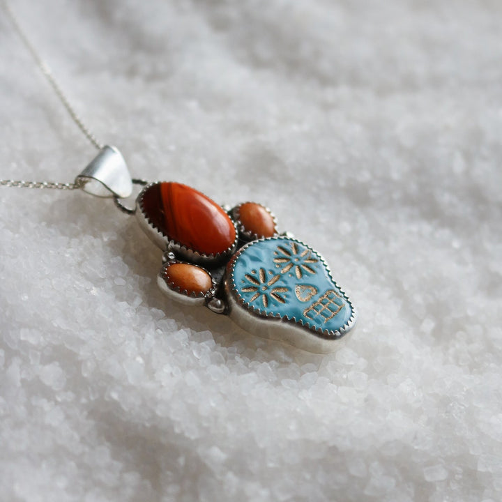 Sugar Skull + Pumpkin Spice Necklace // One of a Kind