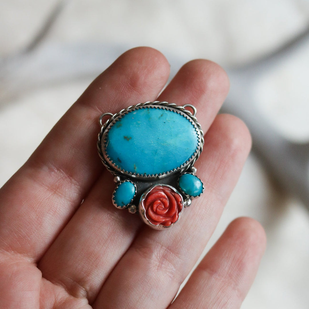Kingman Turquoise + Spiny Rose Necklace // One of a Kind