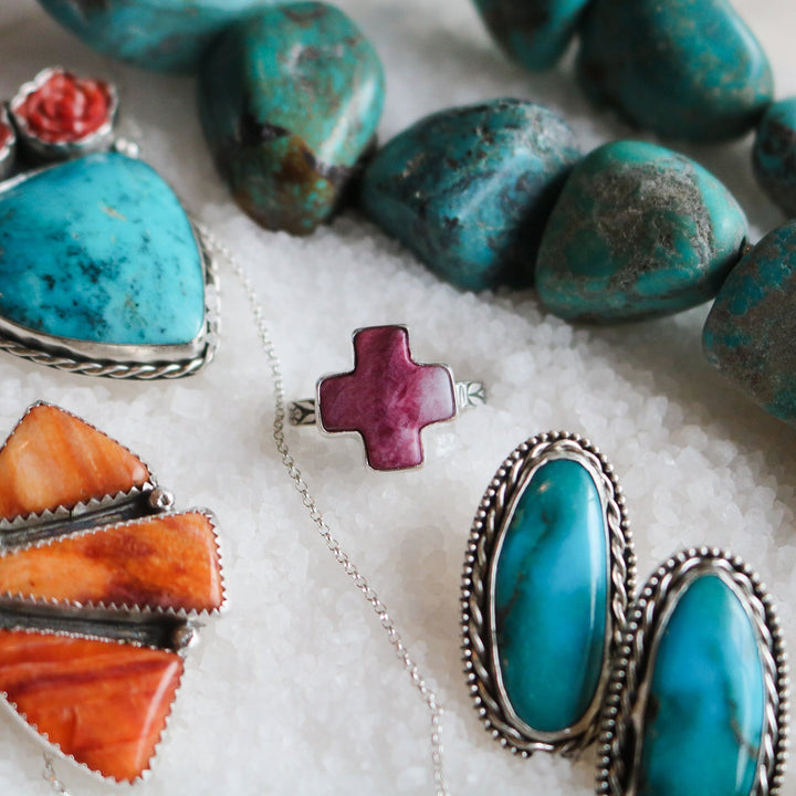 Purple Spiny Oyster Cross Ring - Size 8 // One of a Kind