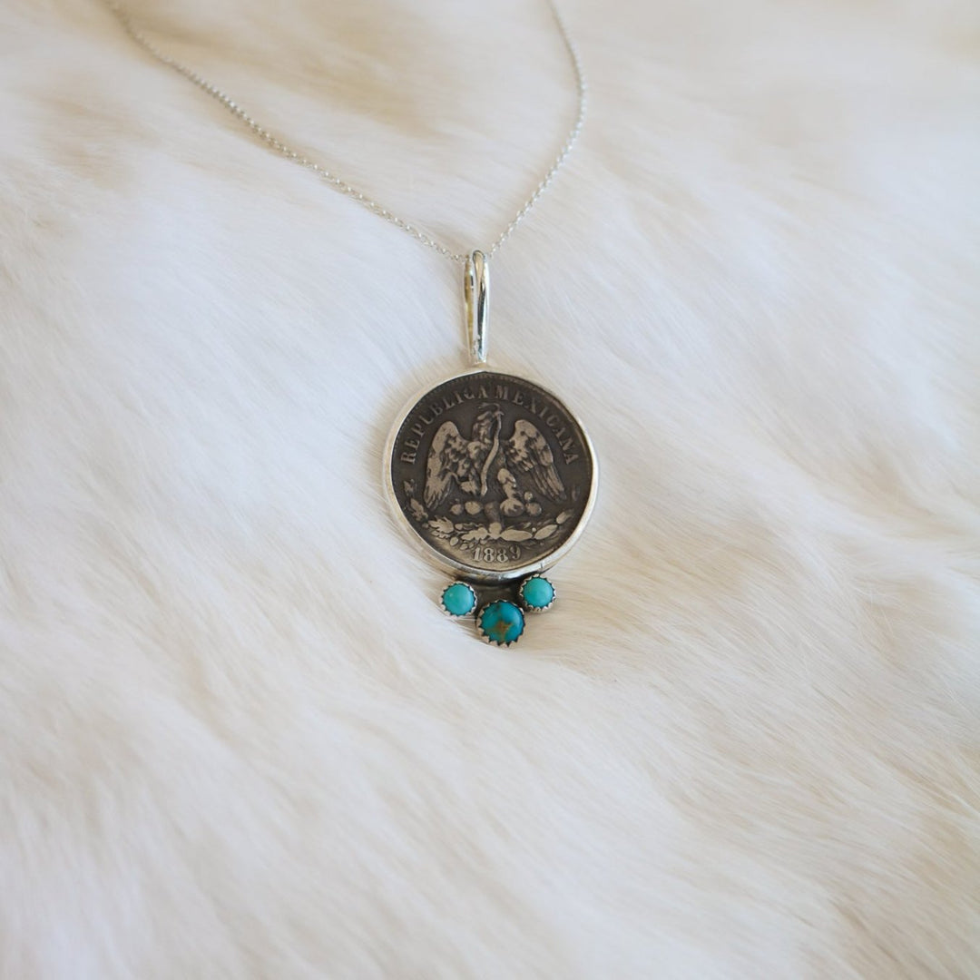 1889 Coin + Turquoise Trio Medallion // One of a Kind