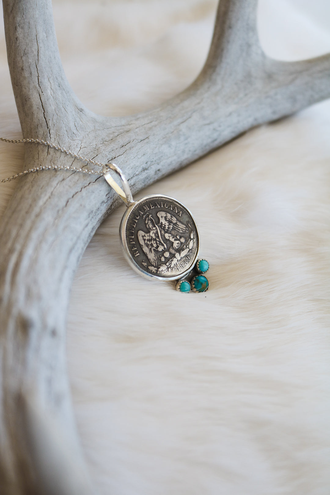 1889 Coin + Turquoise Trio Medallion // One of a Kind