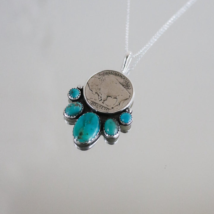 Five Tribes Buffalo Nickel Necklace in Turquoise