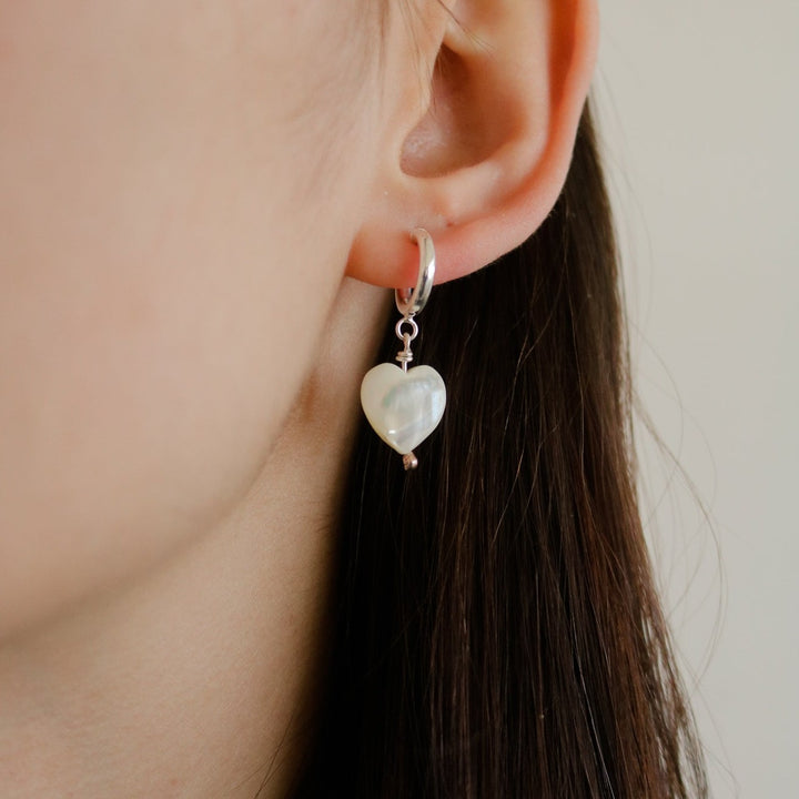 Mother of Pearl Heart Mini Hoops