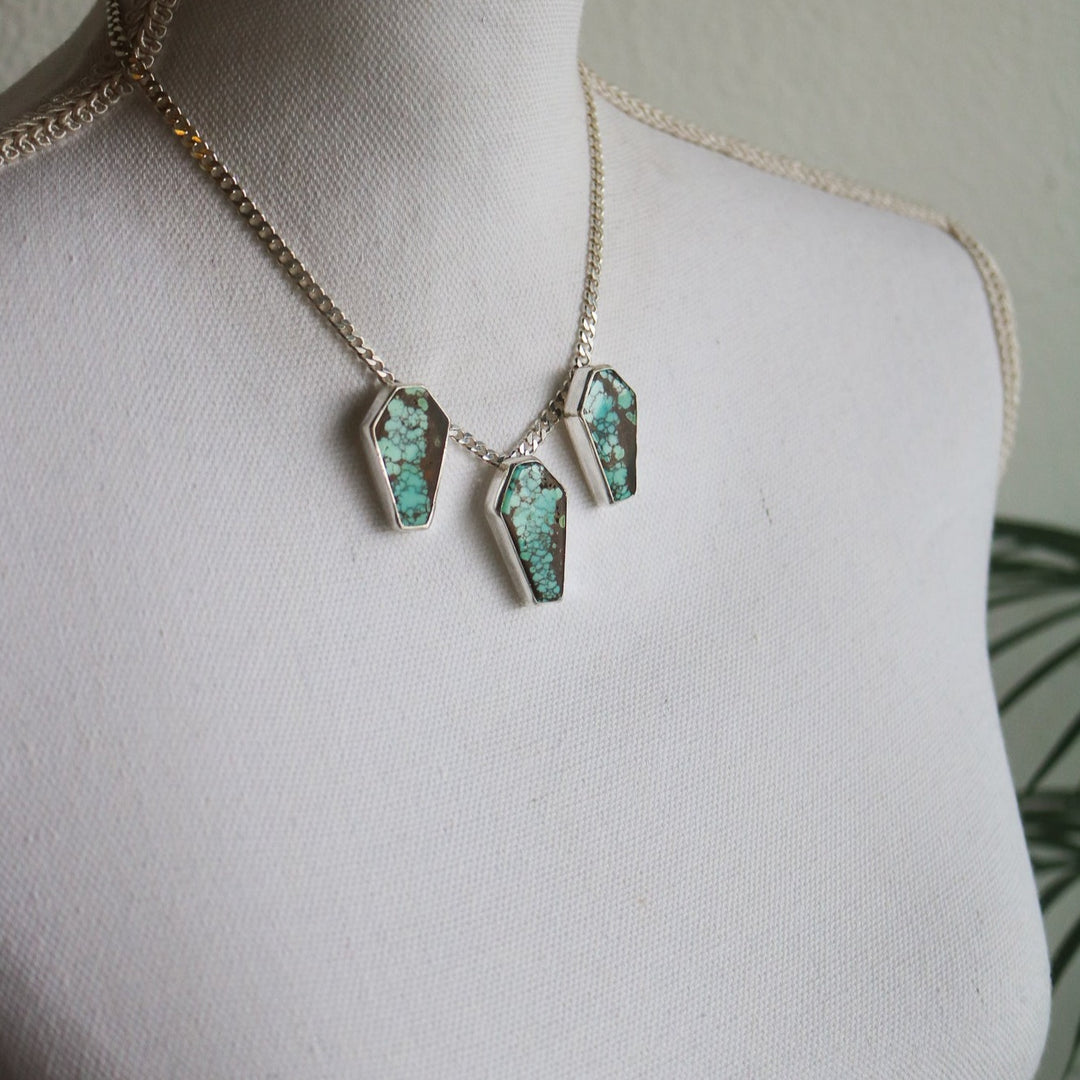 Number Eight Mine Turquoise Coffin + Chain Statement Necklace