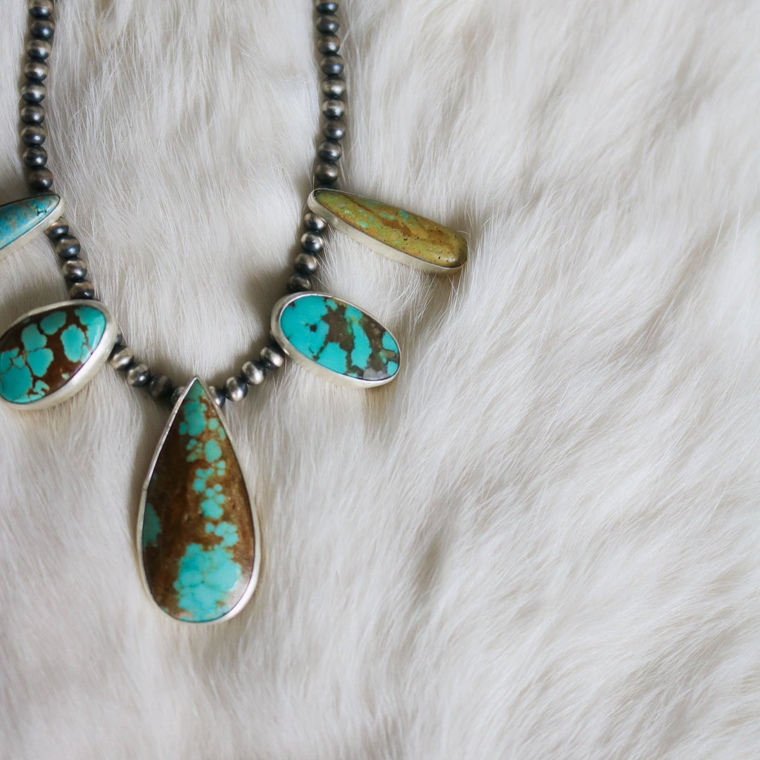 Number Eight Mine Turquoise + Navajo Pearl Statement Necklace